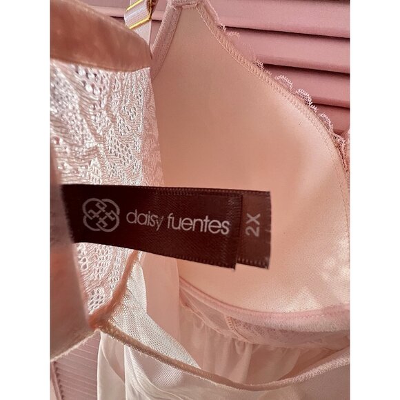 Baby Doll Negligee Size 2X Daisy Fuentes Push Up Blush Pink Lace Sheer Lingerie - Picture 3 of 10